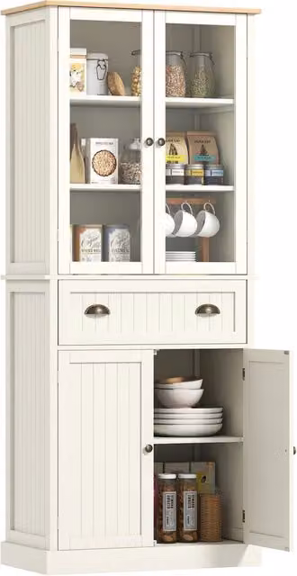Armadio da cucina con 4 ante e cassetto ¨C Zephmum ¨C Beige 182.5 cm