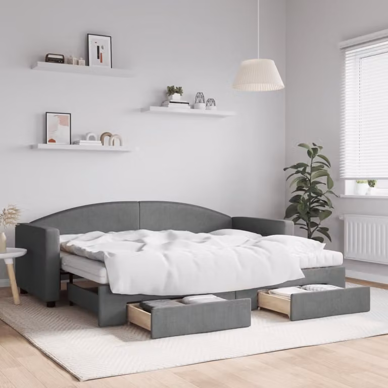 Maison Exclusive - Divano letto estraibile con cassetti, grigio scuro, 80x200 cm, tessuto