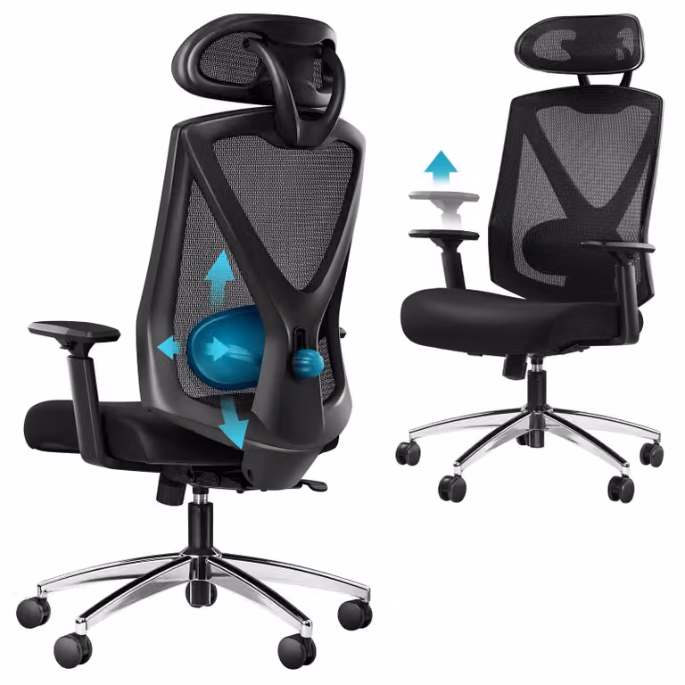 Sedia da ufficio – Sedia ergonomica – Sedia girevole – Sedia per computer – Supporto lombare regolabile