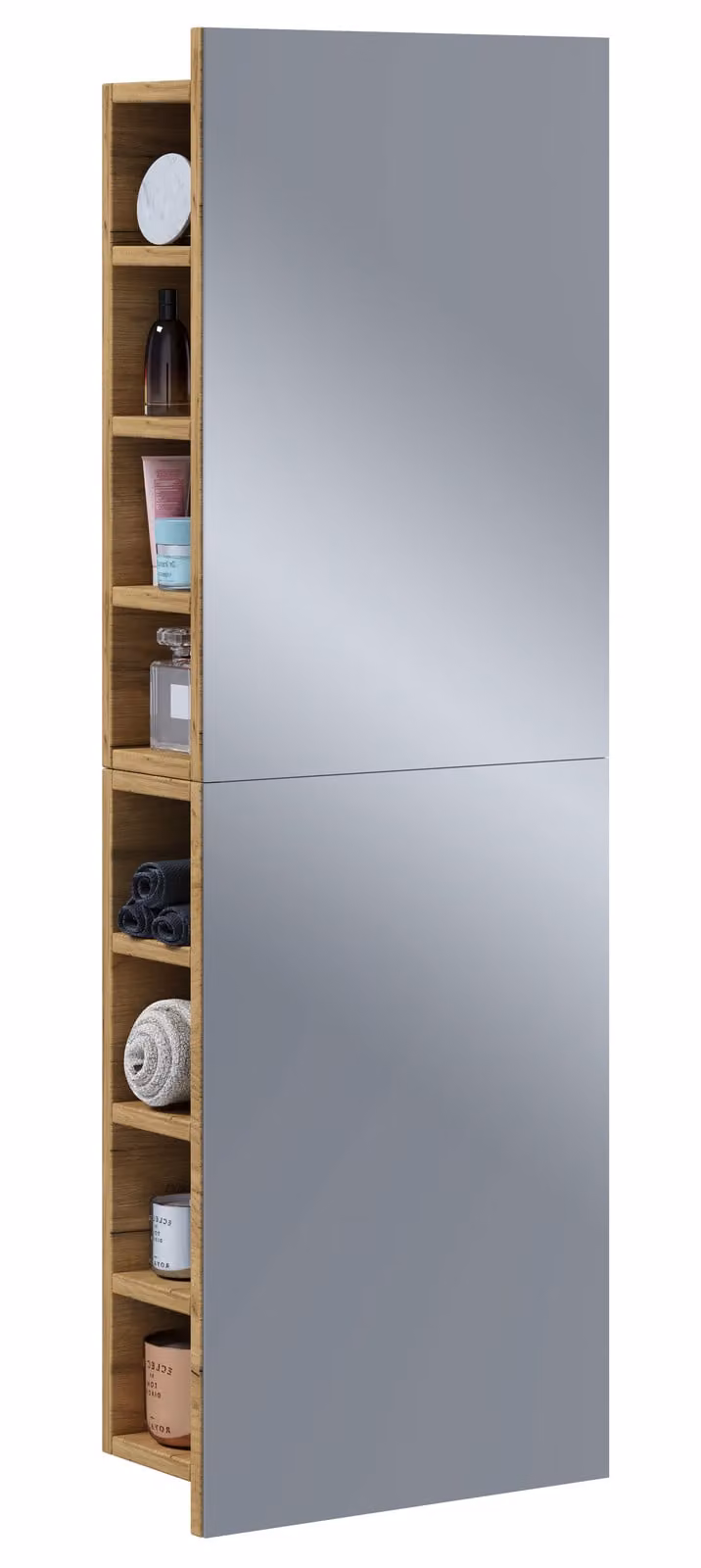 Armadio bagno senza tempo | Dimensioni ca. H. 118 x W. 40 x D. 15 cm | spazio di archiviazione sufficiente | Armadio a specchio - Flandu XL