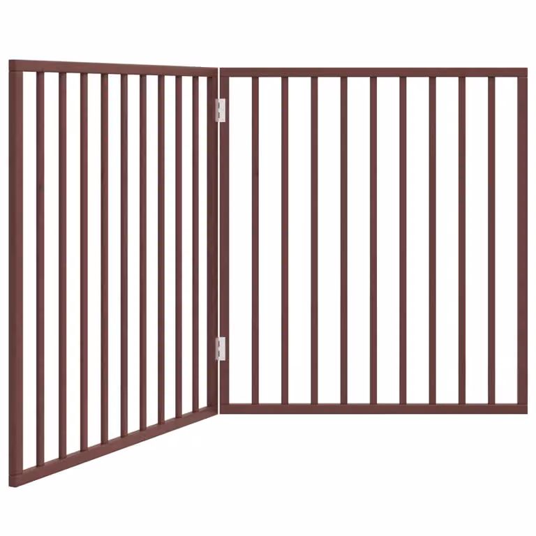 Cancello Cani Pieghevole 2 Pannelli Marrone 160cm Legno Pioppo