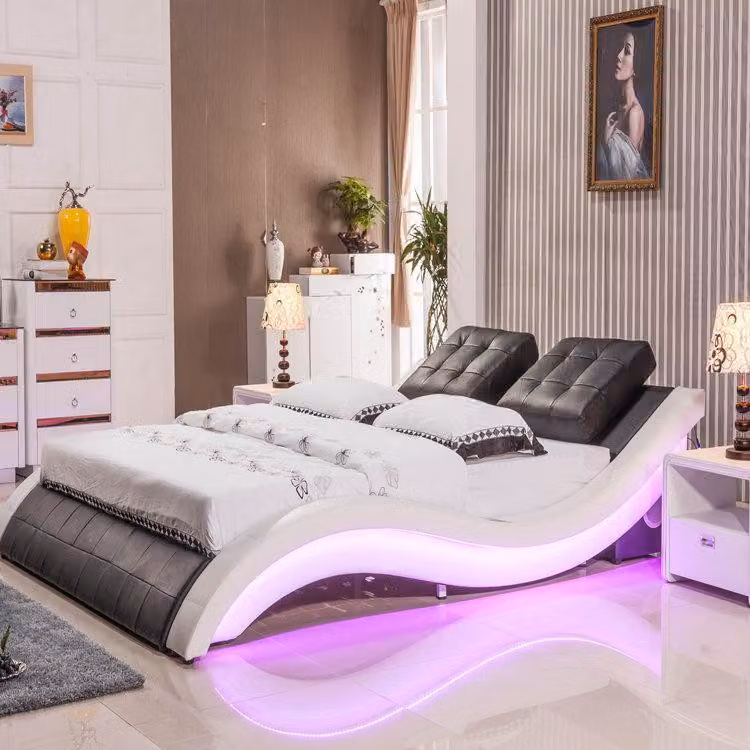 Luxus Bett Design Betten Digital LED Schlafzimmer Möbel Leder Doppel Hotel Sound