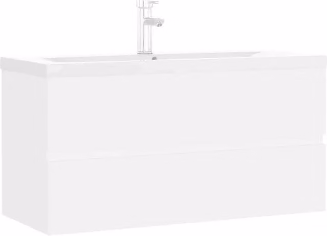 Mobile Lavabo Moderno Sospeso Bianco con Lavabo in Ceramica e Cassetti Interni L/P/H: 100 x 45 x 90 cm