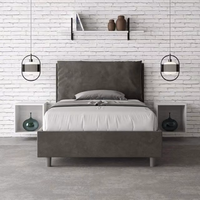 Letto imbottito Ityhome in microfibra grigio con rete L/P/H: 110 x 202 x 125 cm – 1