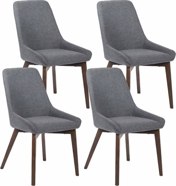 Sedia da pranzo E-Stylo con seduta e schienale in tessuto grigio scuro e struttura in legno massello di noce L: 62 cm, P: 49.5 cm, H: 87 cm