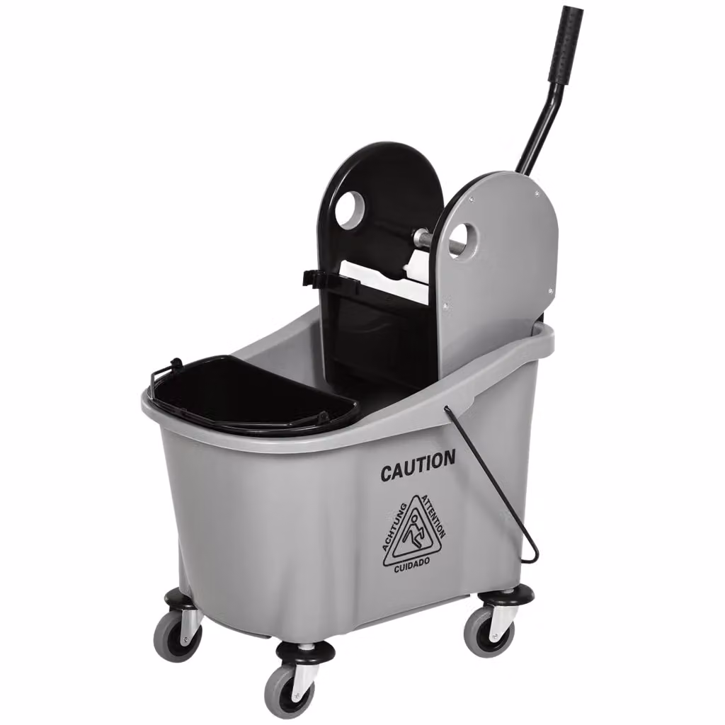 Carrello per pulizia Xylo con secchio da 36L a 2 vasche separate, strizzatore e colore grigio, H 91,5 x L 54 x P 41 cm – 2