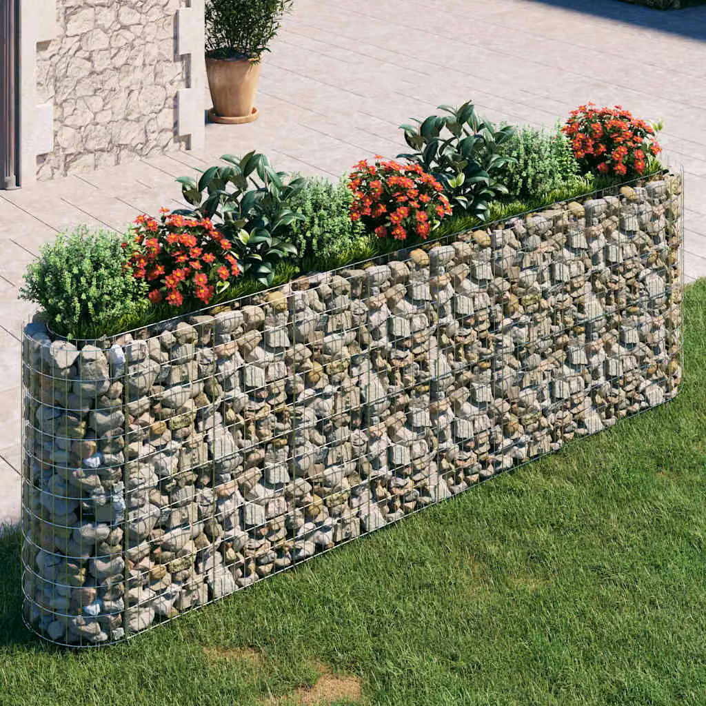 vidaXL Gabbione con Letto Rialzato in Acciaio Zincato Grigio L: 330 cm, P: 50 cm, H: 100 cm