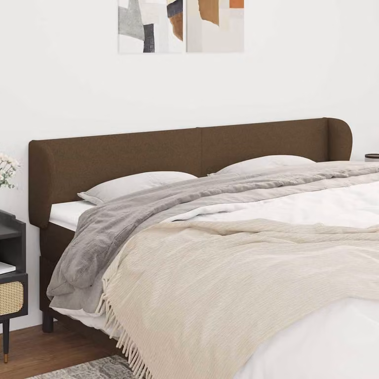 Testiera ad orecchio vidaXL in tessuto marrone scuro L: 203 cm, P: 23 cm, H: 78-88 cm