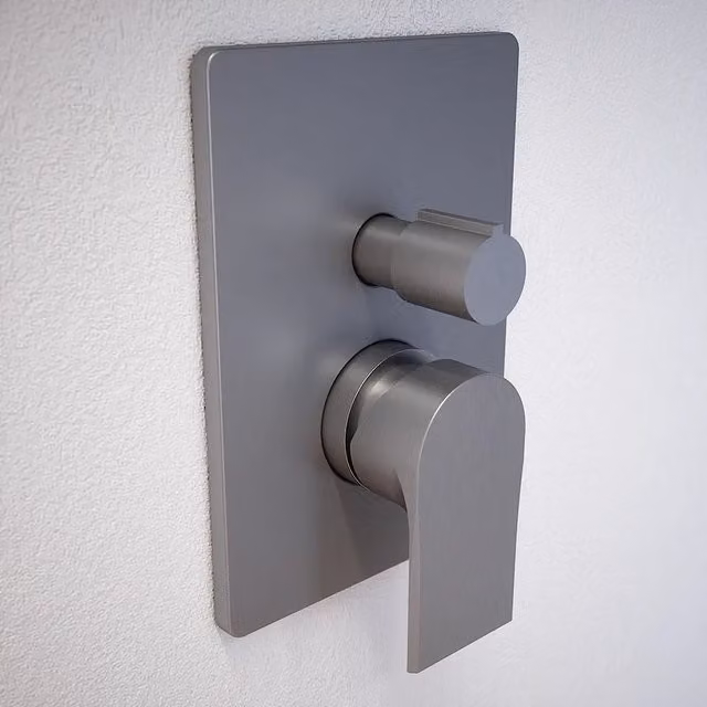 Miscelatore incasso per doccia con deviatore Parama in ottone color nickel spazzolato – 1