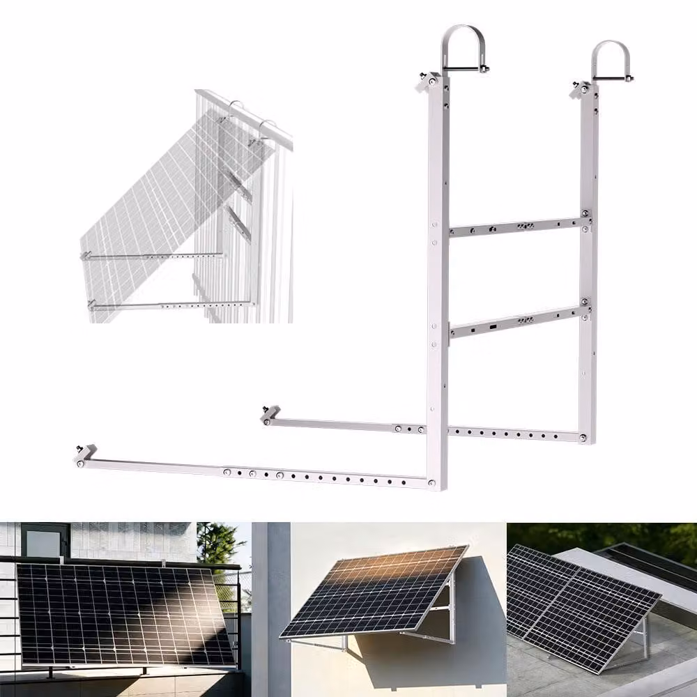 Supporto fotovoltaico per balcone per ringhiera tetto piano parete montaggio modulo solare con gancio a testa tonda per 1 modulo solare