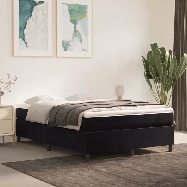 Giroletto a Molle con Materasso Nero 140x190 cm in Velluto 3144677