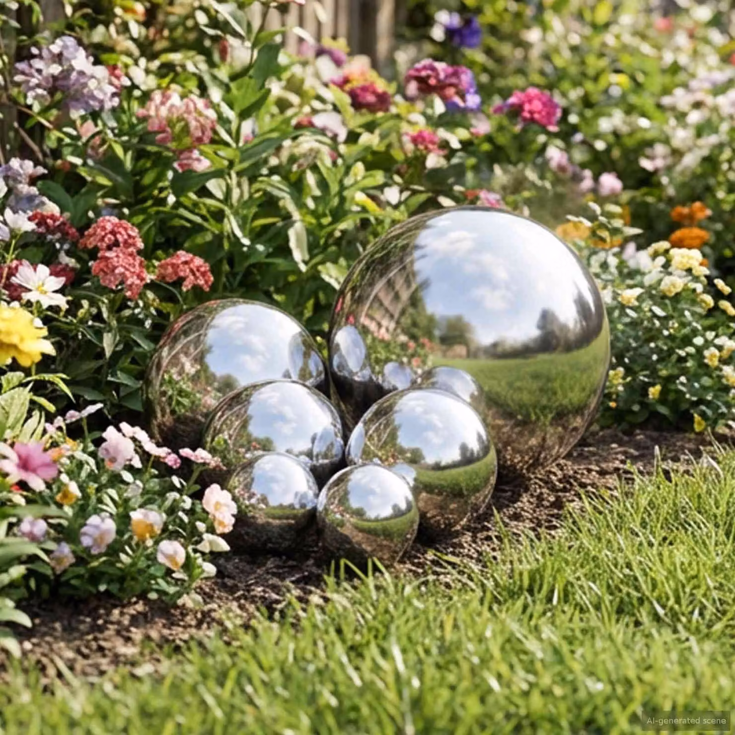 Set di 6 palle a specchio decorative vidaXL in acciaio inossidabile argento, diametro: 15 cm