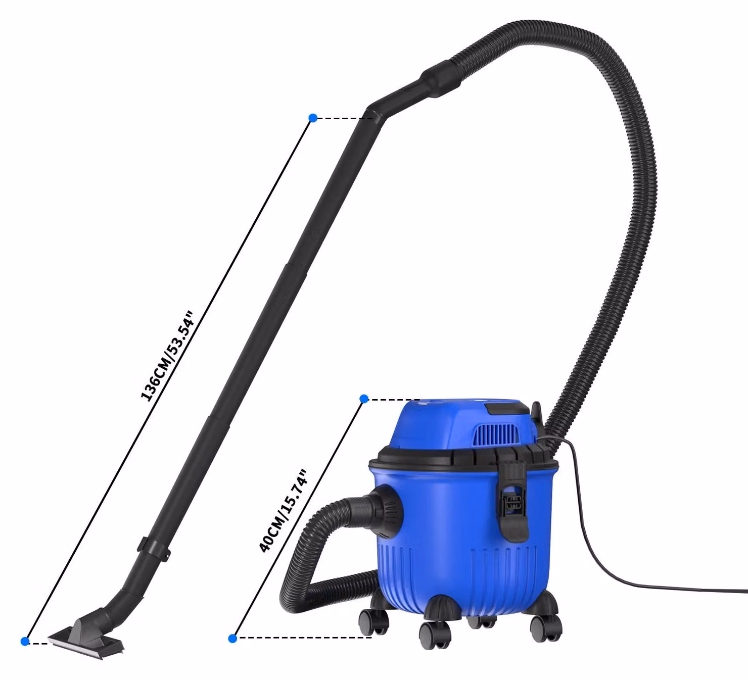 Aspirapolvere asciutto/umido - Aspirapolvere industriale - 15 litri - 3 in 1 - Funzione soffiante - Portatile - 220–240 V - Blu