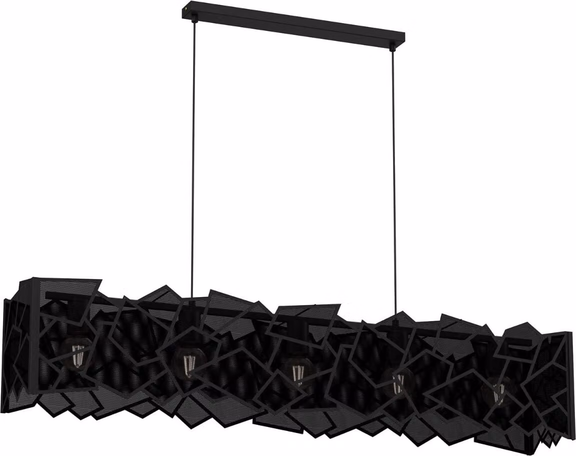 Lampada a sospensione striscia nera rete decorativa forme irregolari Camo 5xE27 15W Luminex