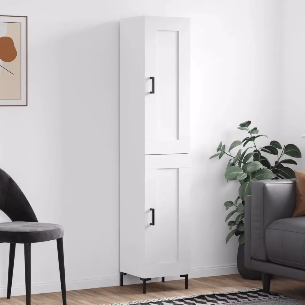Credenza moderna DESIGN IN bianca in legno multistrato con ante a battente, L/P/H: 34,5 x 34 x 180 cm – 2