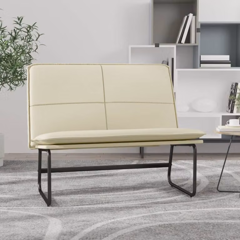 Panca vidaXL in similpelle beige per soggiorno L: 100 cm, P: 75 cm, H: 76 cm