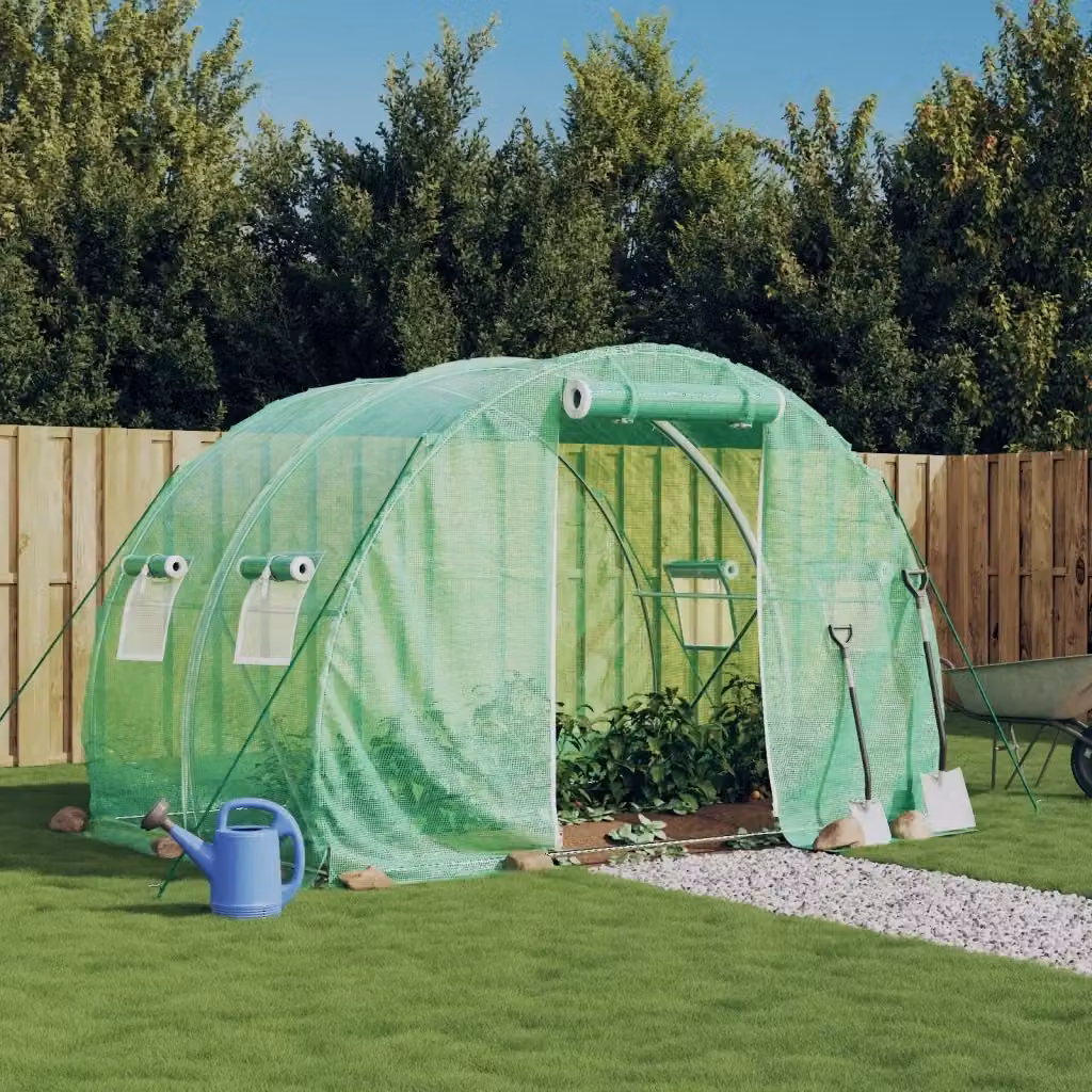Serra da giardino con telaio in acciaio galvanizzato verde e copertura in policarbonato, L/P/H: 3 x 2 x 2 m – 2