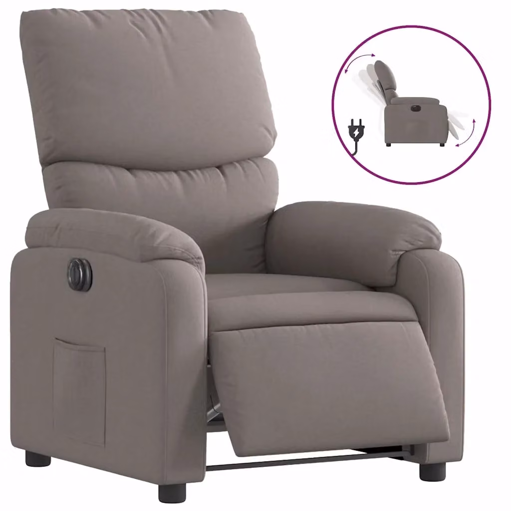 vidaXL Poltrona Elettrica Reclinabile in Tessuto Beige e Grigio con Braccioli e Struttura in Legno e Metallo – 2