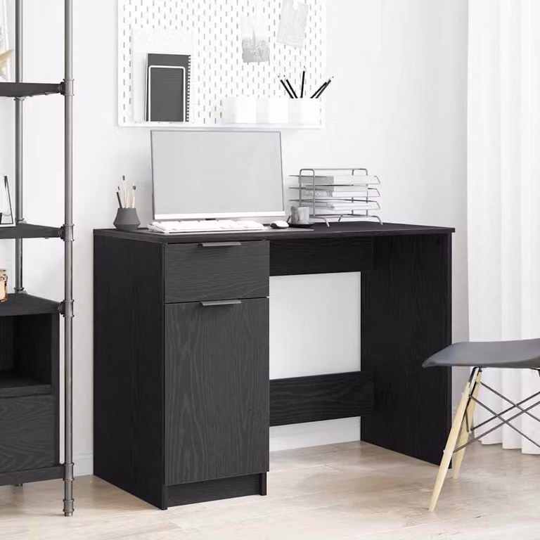 Maison Exclusive - Scrivania, finitura effetto legno nero rovere, realizzata in materiale composito