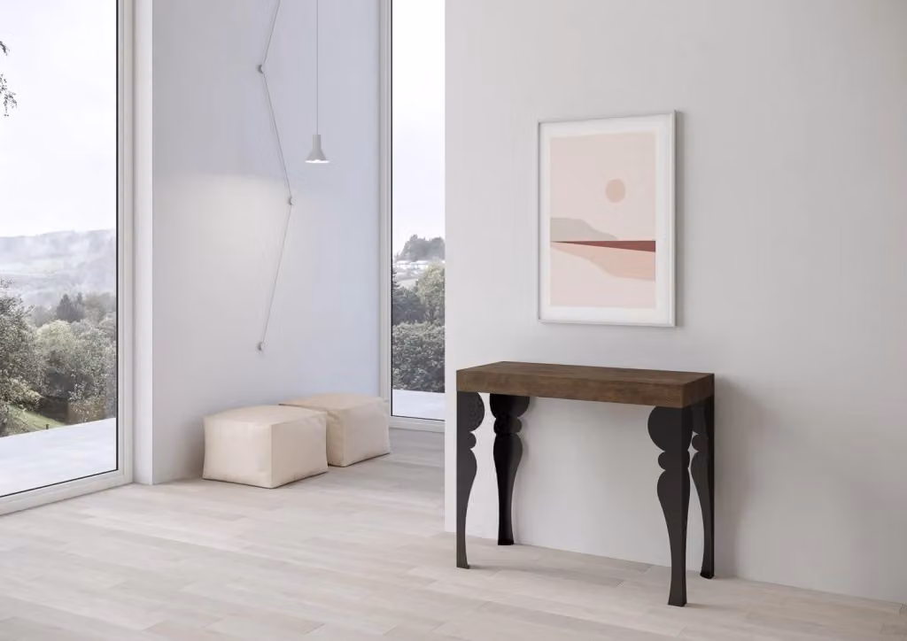 Consolle allungabile Paxor Premium in noce con telaio antracite L/P/H: 90 x 40 x 77 cm, estensibile fino a 300 cm – 2