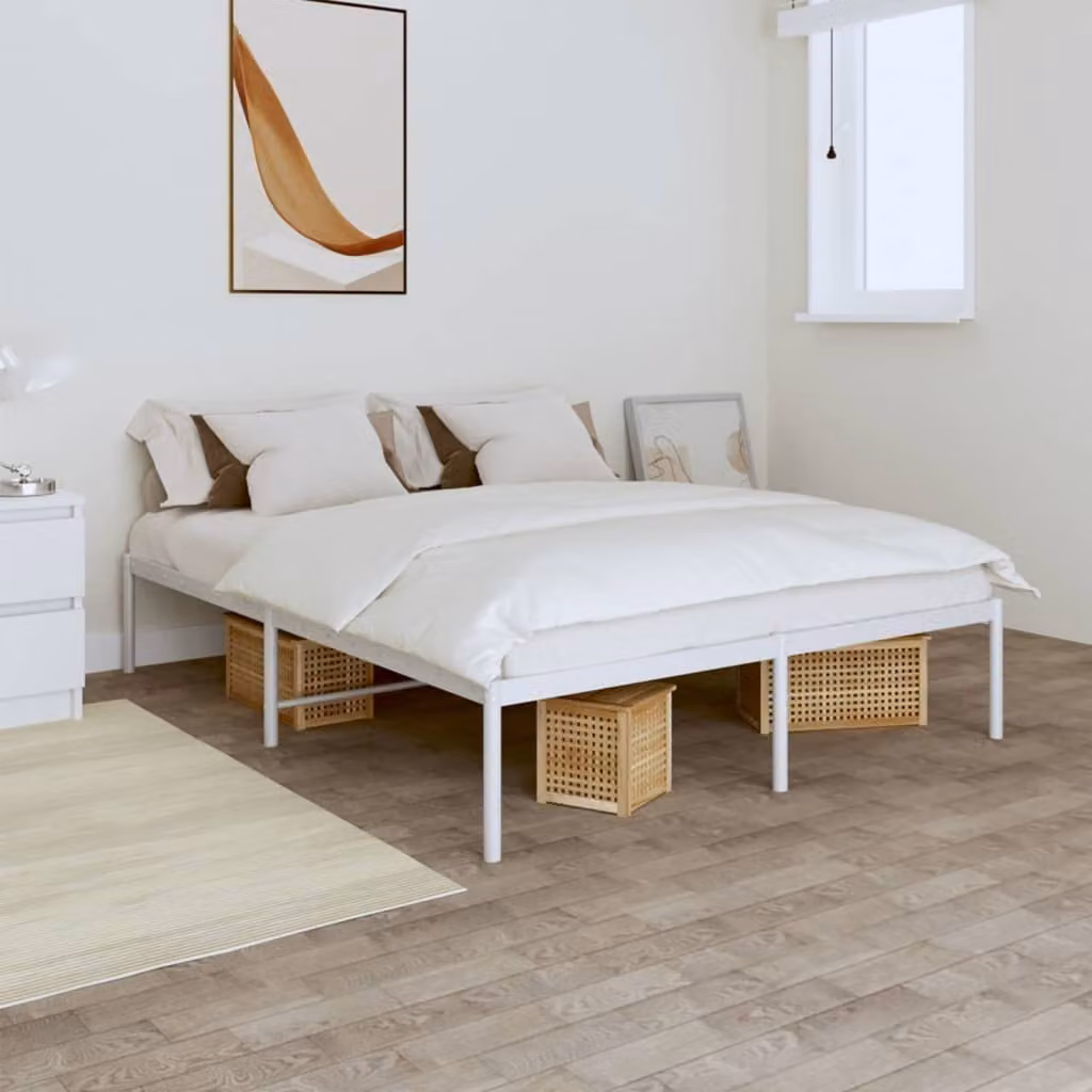 The Living Store Rete da letto in metallo bianco 140x200 cm