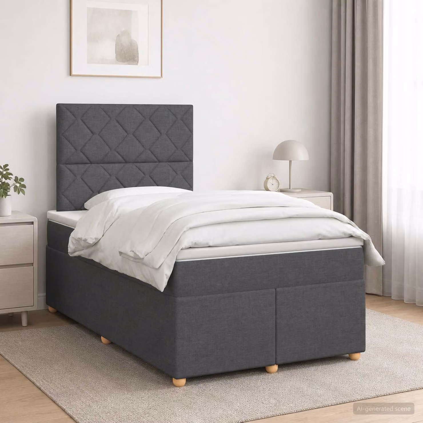 Letto box spring con materasso a molle insacchettate vidaXL, Grigio e Bianco, L/P: 120 x 200 cm