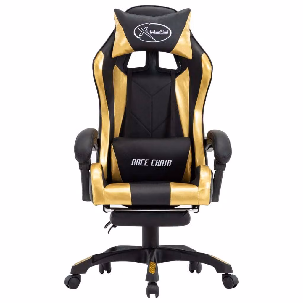 Sedia da gioco con poggiapiedi Golden e in ecopelle nera