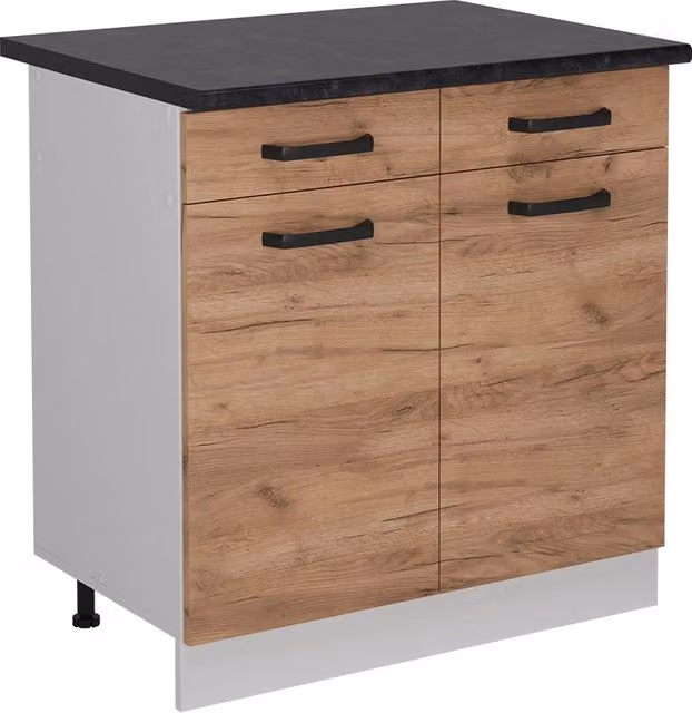 Mobiletto base per cucina R-Line Rovere dorato/Bianco 80 cm PL Antracite Vicco
