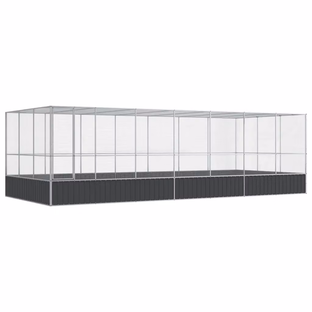 Voliera con estensione VIDAXL in acciaio color argento e antracite L: 725 cm, P: 307 cm, H: 212 cm – 2