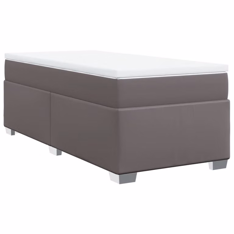 Giroletto a Molle con Materasso Grgio 80x200 cm in Pelle finta