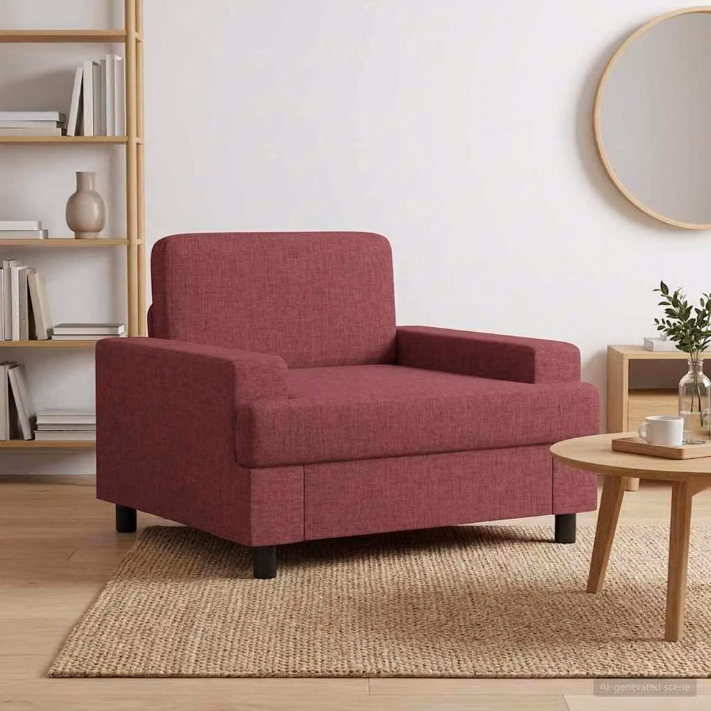 Poltrona moderna vidaXL in tessuto rosso con braccioli e seduta in schiuma