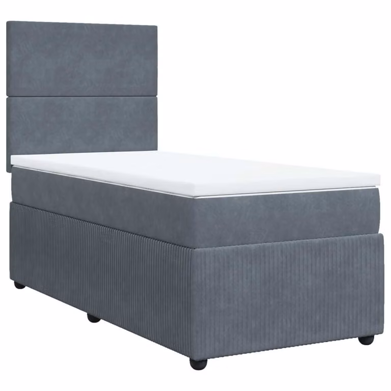 Giroletto a Molle con Materasso Grigio Scuro 80x200 cm Velluto