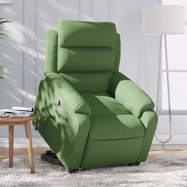 Divano Sedia-Poltrona Alzapersona Reclinabile Verde Chiaro in Velluto 965980