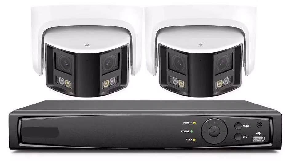 Sistema di videosorveglianza con 2 telecamere, registratore NVR a 8 canali, visione notturna e hard disk da 1T