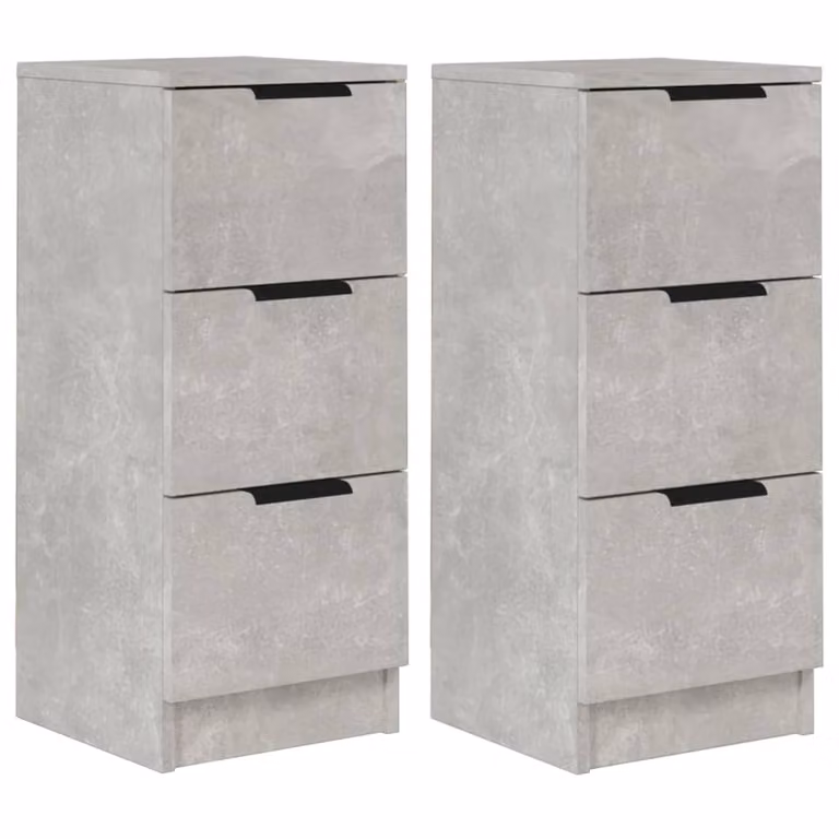 Credenze 2 pz Grigio Cemento 30x30x70 cm in Legno Multistrato