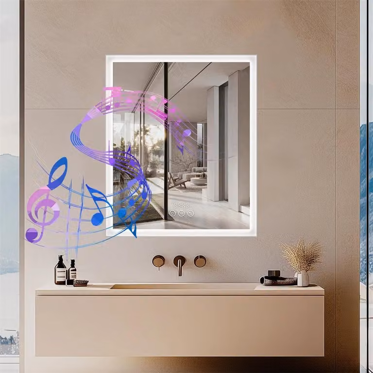 Specchio con armadietto - Mobiletto da bagno - Armadietto a muro - Specchio con illuminazione LED - Altoparlanti Bluetooth - Antiappannamento