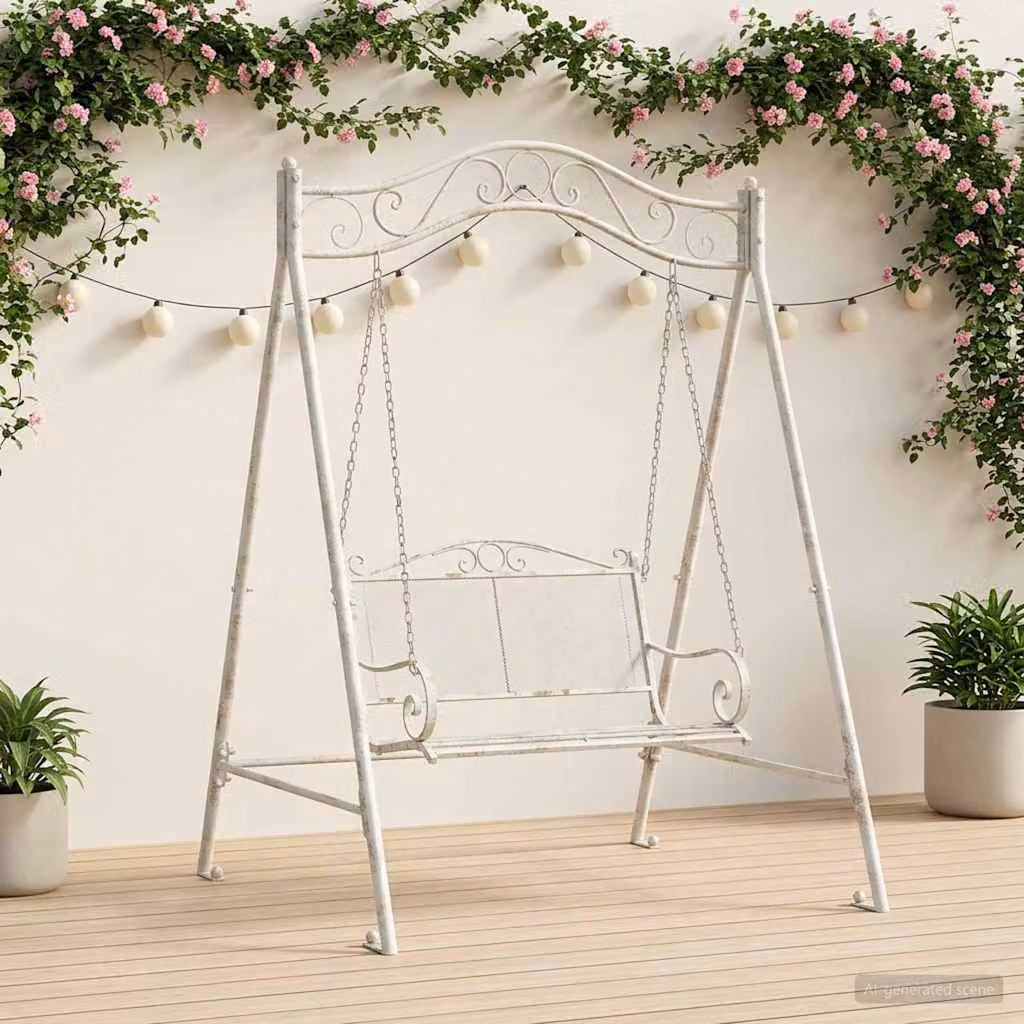 vidaXL Telaio per Altalena in Acciaio Bianco per Giardino e Terrazzo L/P/H: 113 x 121,5 x 168 cm