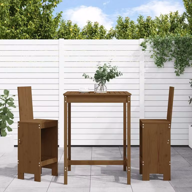 Set Bar da Giardino vidaXL in Legno di Pino Marrone 3 Pezzi