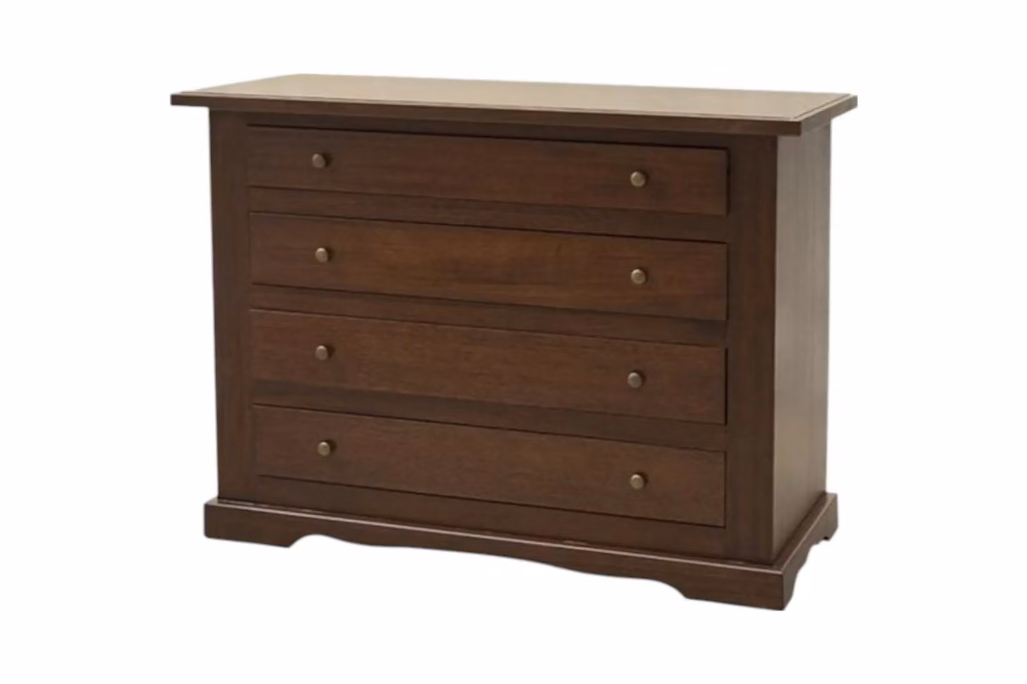 Cassettiera in legno stile arte povera con 4 cassetti color noce Mobili 2G L: 115 cm, P: 50 cm, H: 90 cm – 1
