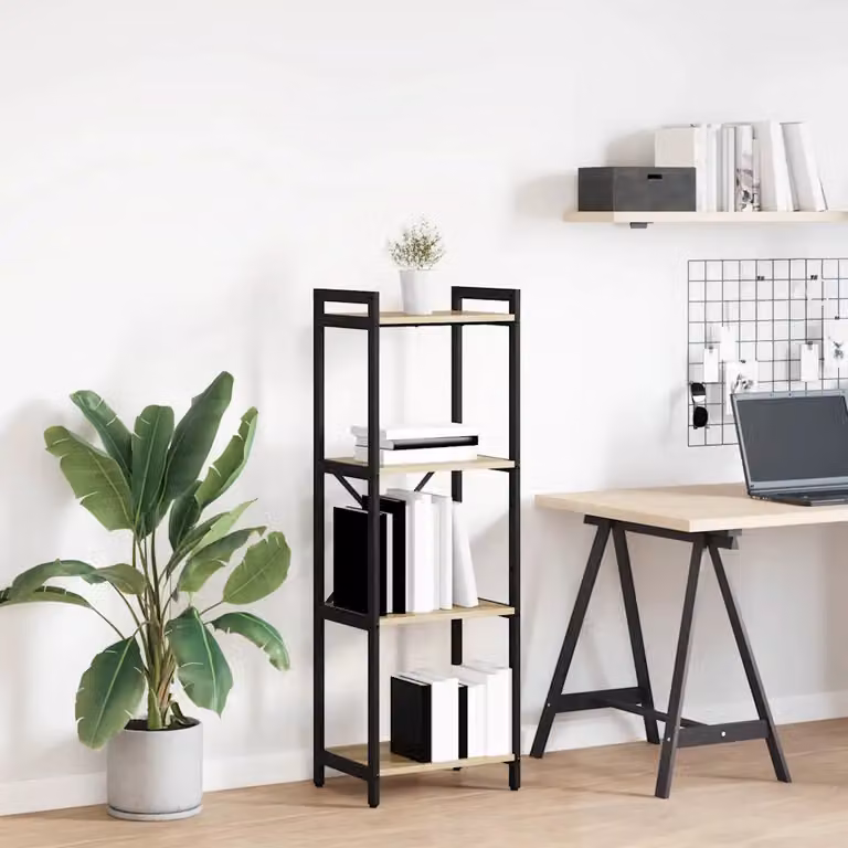 Libreria industrial vidaXL in MDF e metallo, colore marrone e nero, L 40 cm x P 30 cm x H 119 cm