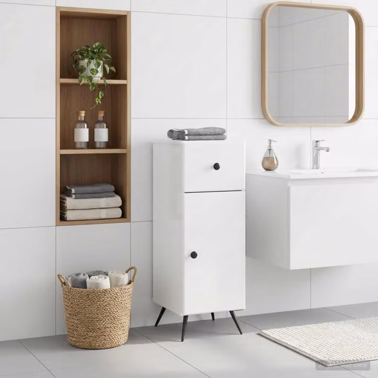 Mobiletto da bagno vidaXL BREDA Bianco Lucido L: 30 cm, P: 31 cm, H: 80 cm