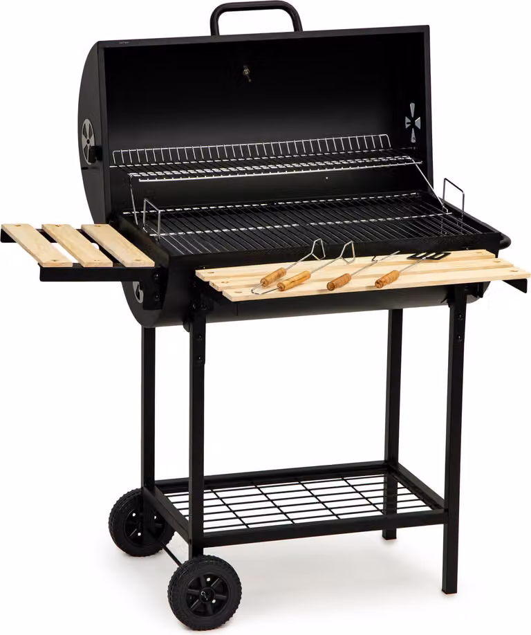 Grill con coperchio e scaldavivande - termostato incluso - 104 x 68 x 94 cm