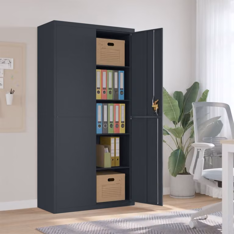 Armadio Classificatore vidaXL in Metallo Antracite con Ripiani Regolabili e Serratura L/P/H: 90 x 40 x 180 cm