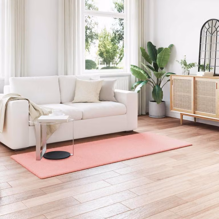 vidaXL Tappeto antiscivolo in ecopelliccia rosa modello OLITE