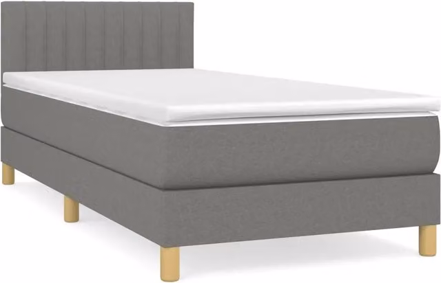 Letto singolo | Letto per adulti | Giroletto a Molle con Materasso Grigio Scuro 90x190 cm Tessuto