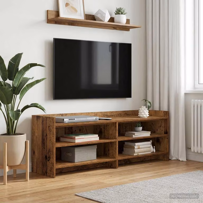 Mobile TV vidaXL in legno marrone con scomparti multimediali L: 135 cm, P: 33 cm, H: 47 cm