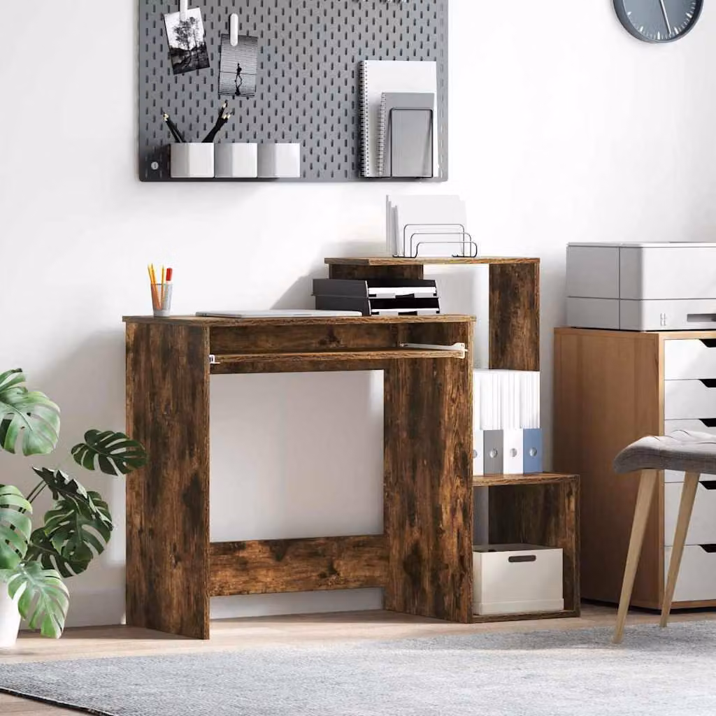 Maison Exclusive - Scrivania in legno impiallacciato effetto noce, dimensioni 106 x 41 x 88,5 cm