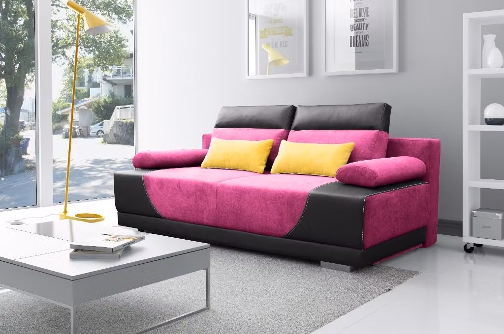 Schlafsofa Stoff Garnitur Bettfunktion 3 Sitz Sofa Couch Textil Polster