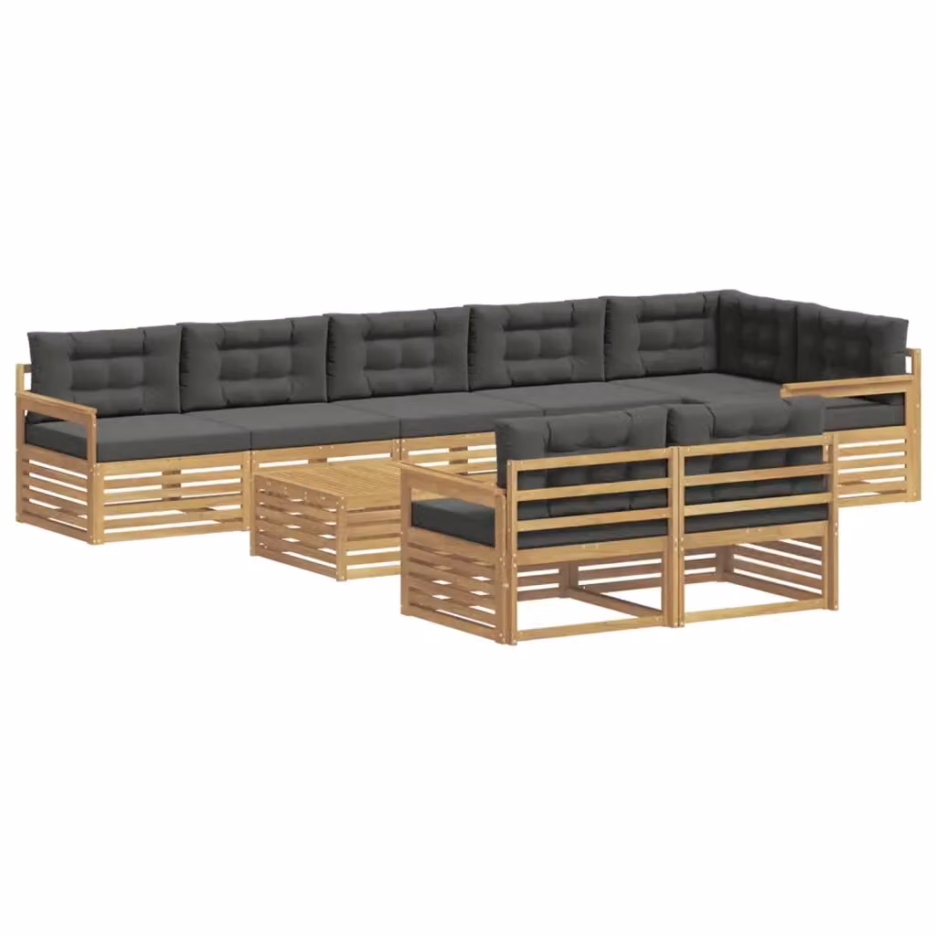 Set di divani da esterno moderno vidaXL in legno di acacia con 9 pezzi, Bianco e Antracite – 2