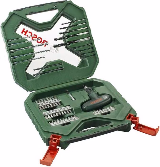 Set di punte e viti BOSCH X-Line, 54 pezzi, assortimento legno e metallo, verde